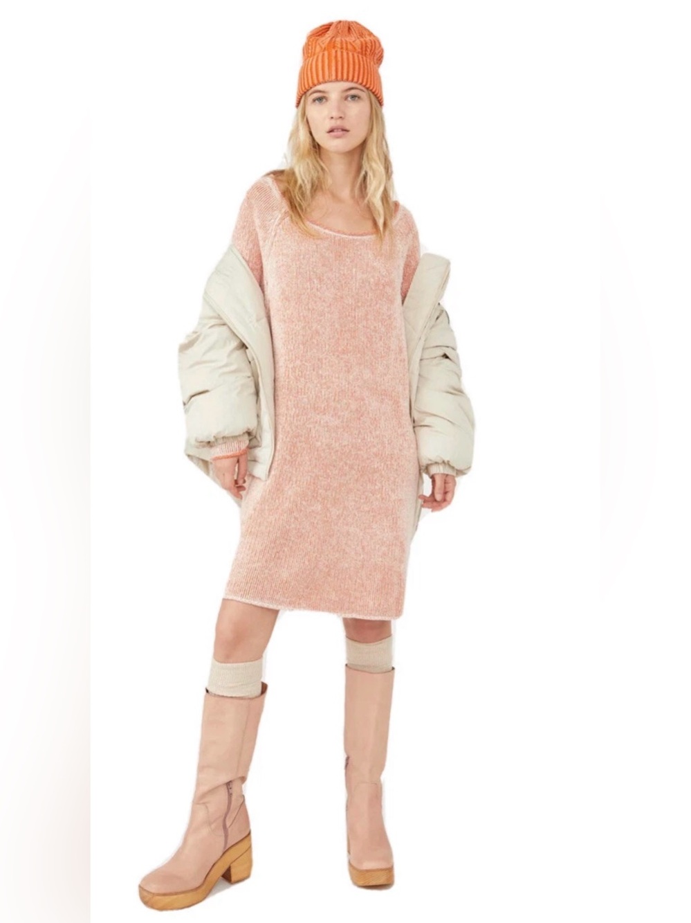 New FREE PEOPLE Carrot Cake LENOX Tunic Sweater XS Supersoft Dress